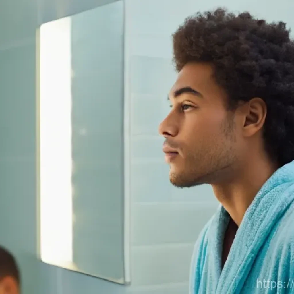 편도 결석 원인과 제거 방법 - **Prompt:** A young adult (could be male or female, diverse ethnicity) standing in a clean, brightly...