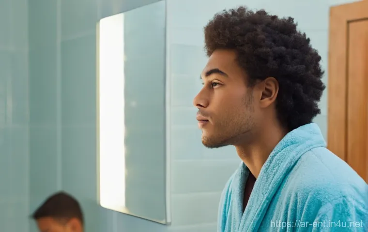 편도 결석 원인과 제거 방법 - **Prompt:** A young adult (could be male or female, diverse ethnicity) standing in a clean, brightly...