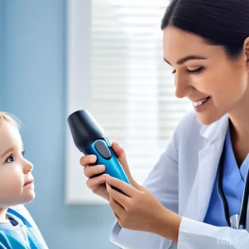 중이염 치료 병원 선택 기준 - **Prompt:** A compassionate female ENT doctor, wearing a clean white lab coat and a gentle smile, us...