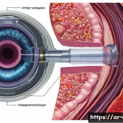 코 내시경 검사의 진단 가능 질환 - A detailed medical illustration showing a flexible, lightweight colonoscopy tube with a high-resolut...