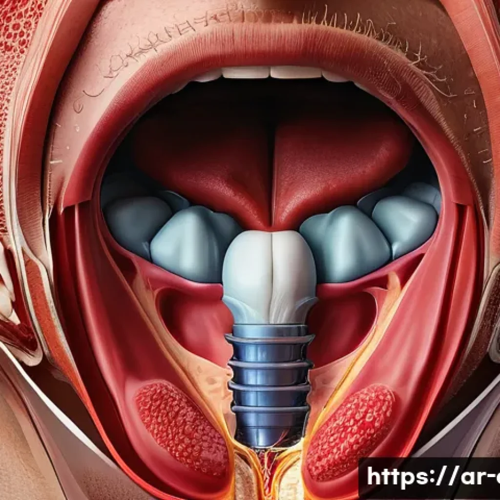 편도선염과 후두염 차이점 - A detailed medical illustration showing the anatomy of the human throat focusing on the tonsils and ...