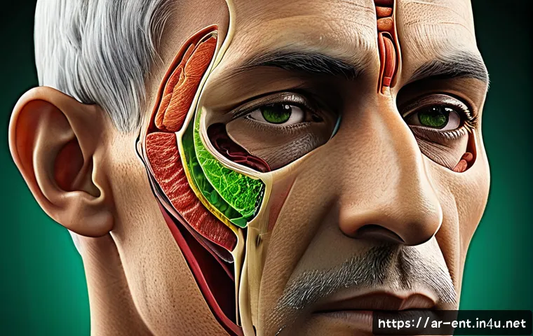 축농증과 비염의 차이점과 치료법 - A detailed medical illustration showing the human head with a focus on the deep sinus cavities aroun...